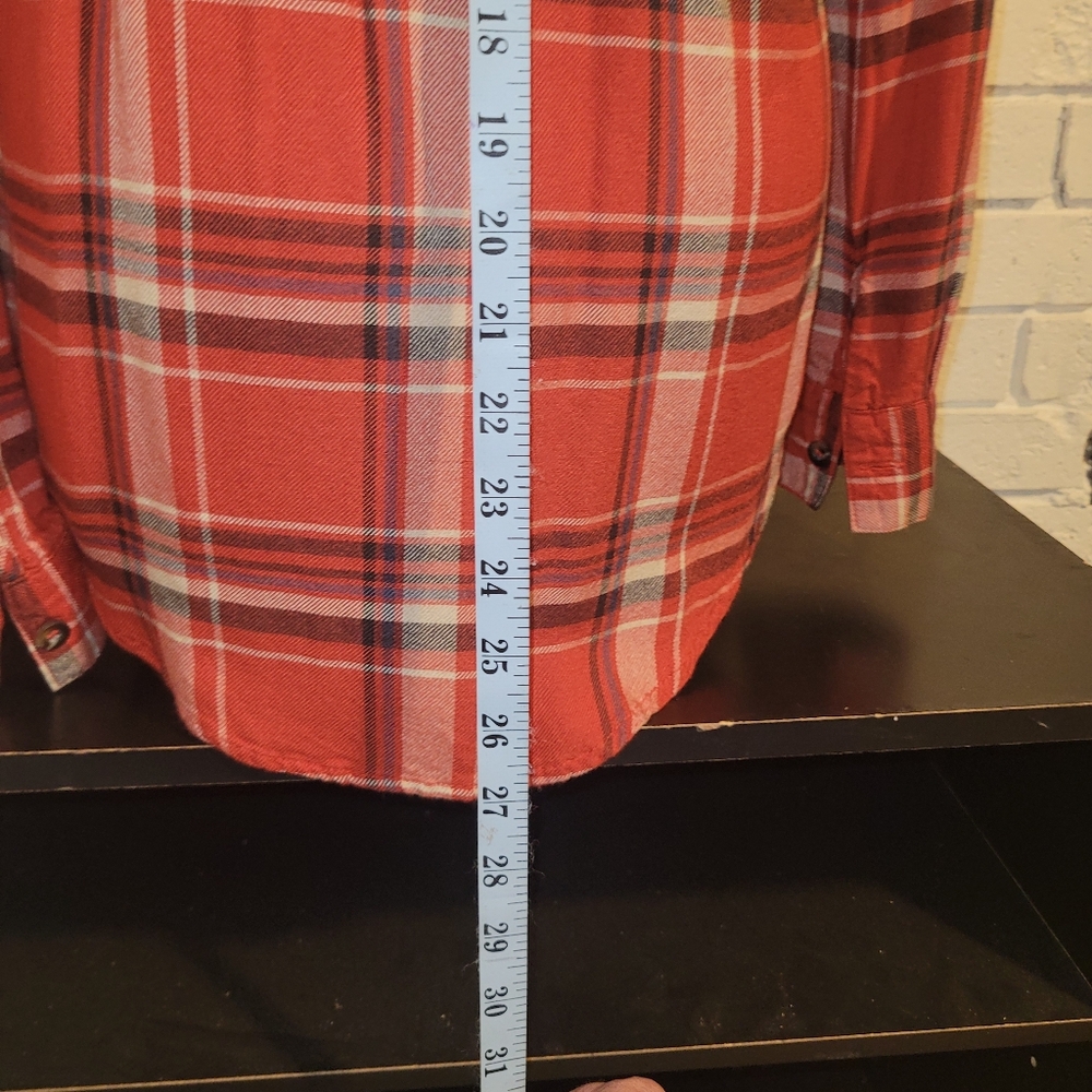 Red Plaid Flannel Shirt by No Boundaries - Size M (7-9) - Picture 4 of 5